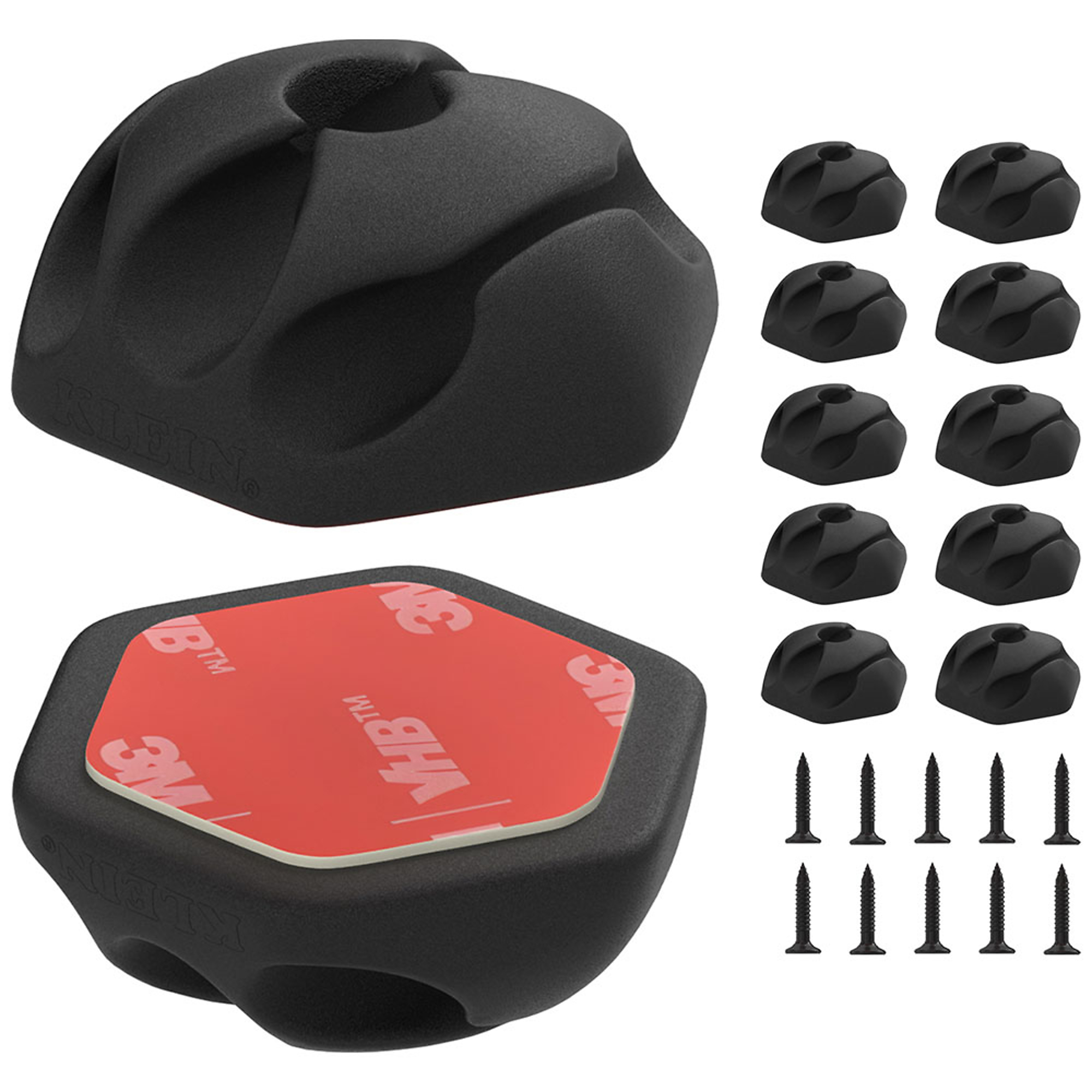 Klein Tools, Self-Adhesive Cable Mounting Clips, 3-Slot (10-Pac, Included (qty.) 10 Model# 450-410